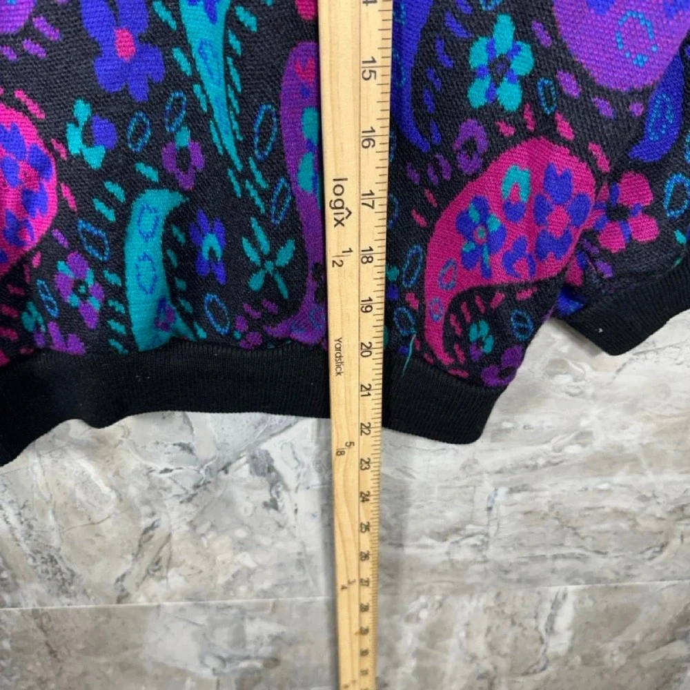 Vintage 90s Cricket Lane Cropped Sweater with purple blue pink paisley Woman's L